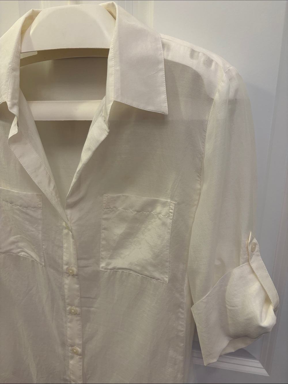 Ann Taylor Off-White Semi-Sheer Silk Blouse size 8 - Picture 2 of 14